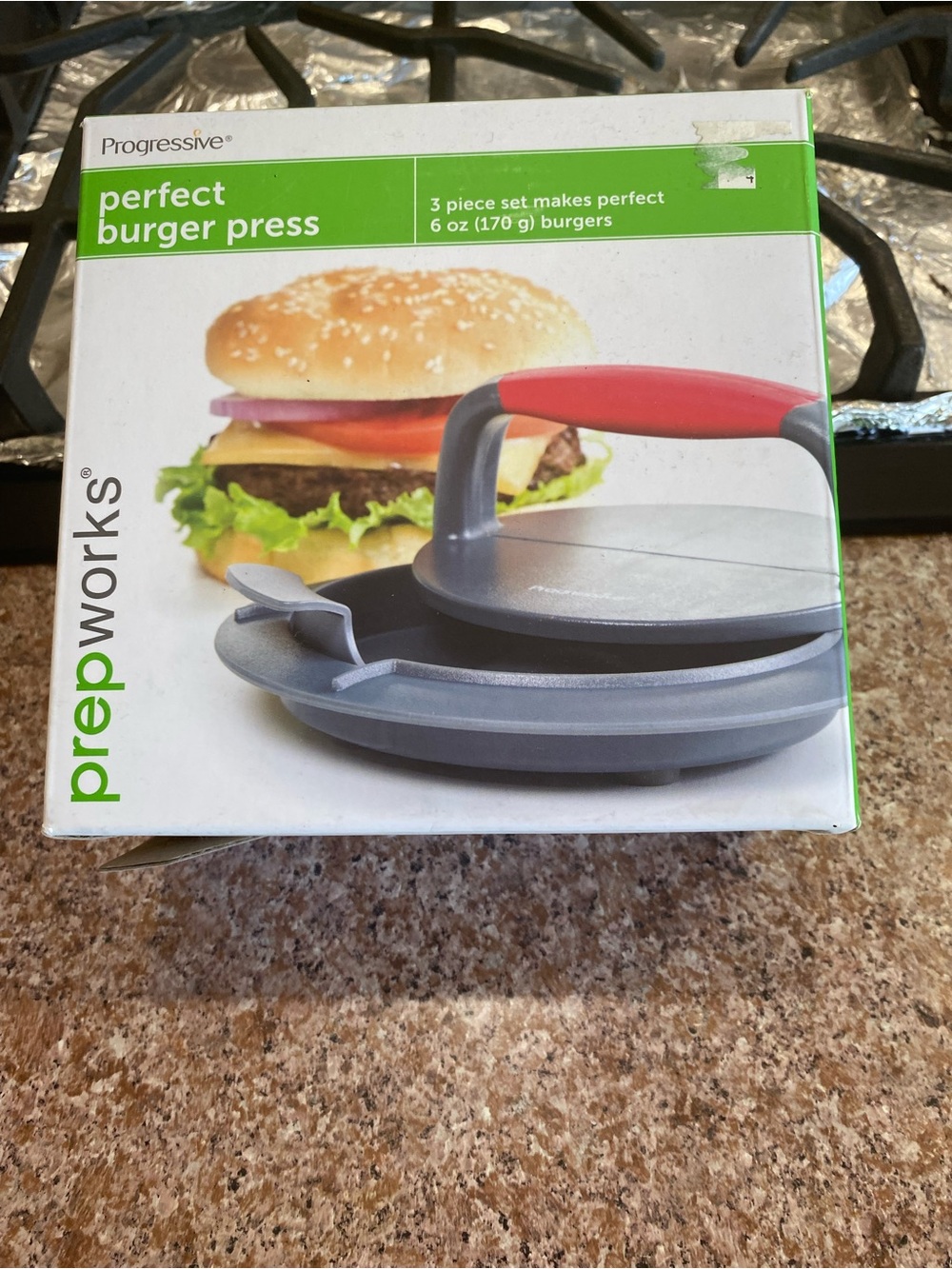 Prepworks Perfect Burger Press – Gray Body with Red Handle